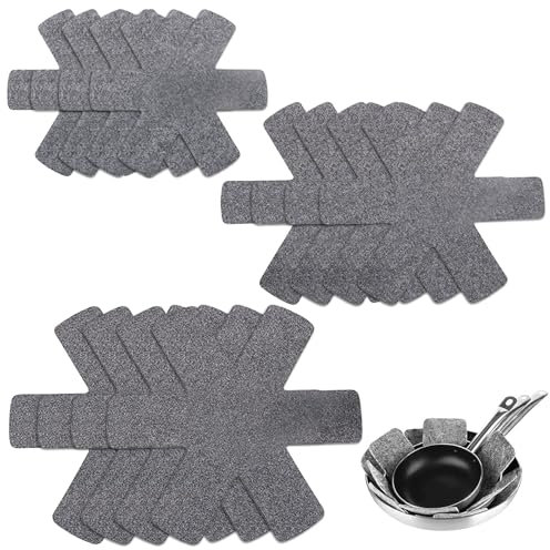 Qaestuan 12 Pezzi Protezioni per Padelle, 3 Diverse Dimensioni Salvapadelle in Feltro, Antiscivolo Ripetibile Protezione Della Padella, per Evitare Graffi o Danni Durante l'impilamento