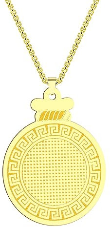 Synthese Stahl Runde Medaillon Anhänger Halskette Für Frauen Mode Geometrischer Schmuck Antike Halskette Geschenk