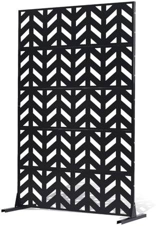 VEVOR Paravent, 120x50,8x183 cm, Raumteiler für den Außenbereich, freistehende Trennwand mit Ständer, dekorativer Garten-Sichtschutz, Raumtrenner für Balkon, Terrasse, Innenbereich, Schwarz