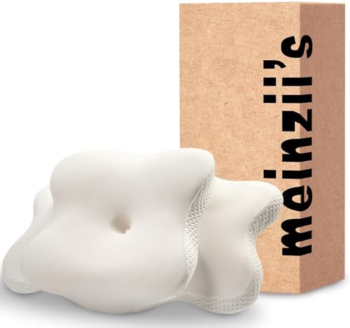 MEINZII'S Nackenstützkissen, Memory Foam Nackenkissen, Ergonomisches Kopfkissen, Orthopädisches Kopfkissen für Seitenschläfer, Rückenschläfer und Bauchschläfer (Weiß)
