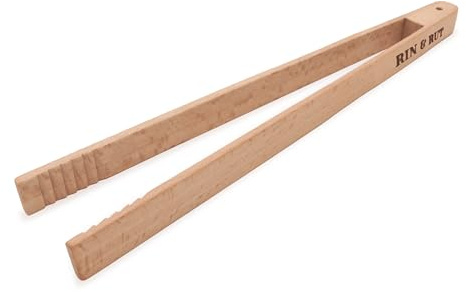 Rin & Rut Grillzange aus Buchenholz 30 cm - Holz Grillzange lang mit Kerben & Aufhängebohrung - nachhaltige BBQ Zange für Grill, Küche & Outdoor