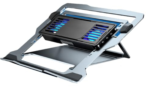Geavonyg Tappetino Raffreddamento per Laptop in Alluminio Raffreddatori da Gioco Ventola Silenziosa Staffa Pieghevole Altezze Accessori Supporti Tappetino La Riduzione del Rumore