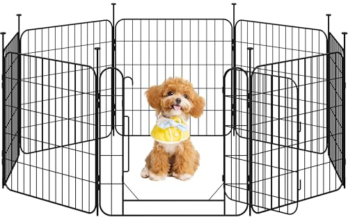 Yaheetech Recinto per Animali Domestici, 8 Pannelli Altezza 60 cm, Pieghevole con Porta per Interno ed Esterno, in Acciaio, per Cani, Cuccioli, Gatti e Conigli