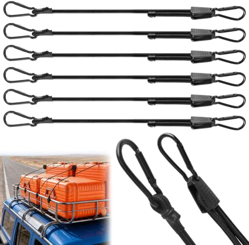 6 Stück Expander mit Haken, 100cm Verstellbar Spanngummi mit Karabiner, Gummispanner Gummibänder für Sonnensegel, Tarpaulins, Abdeckplane Fahrrad, Auto, Ladung
