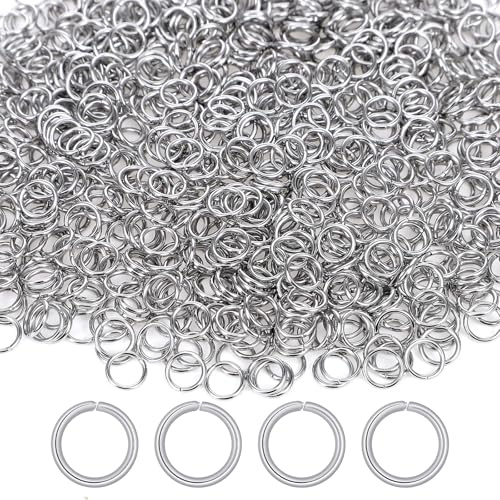 800 Stück 6mm Edelstahl Sprungringe Offene Biegeringe Verbindungsringe, Jump Ringe Spaltringe, Biegeringe Silber für DIY Schmuckherstellung Halsketten Armband Schlüsselanhänger