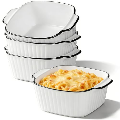 5.7 Ceramic Baking Dish Set, 4 Square Pie Oven Dish, Small Oven for Air Fryer with Handles, Suitable for baking and desserts, microwave and oven safe