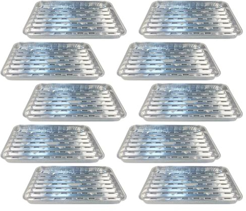 SHOWERORO 10 Pezzi Teglie di Alluminio Usa e Getta per Barbecue e Forno, Contenitori in Foglio di Alluminio Argento, per Grigliare e Cuocere