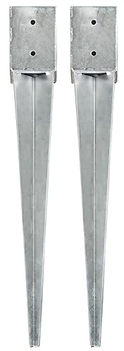 Runheo 2 estacas galvanizadas de 10 × 10 × 76 cm, anclaje de suelo de metal para jardín, valla, pabellón, camping, protección contra tormentas, protección contra el viento, soporte para piquetas, para