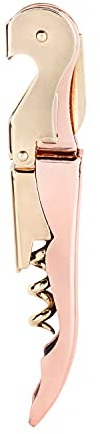 Twine Copper And Gold Double Hinged Waiter’s Corkscrew, Stainless Steel Wine Key with Foil Cutter, Double Hinged Corkscrew, Set of 1