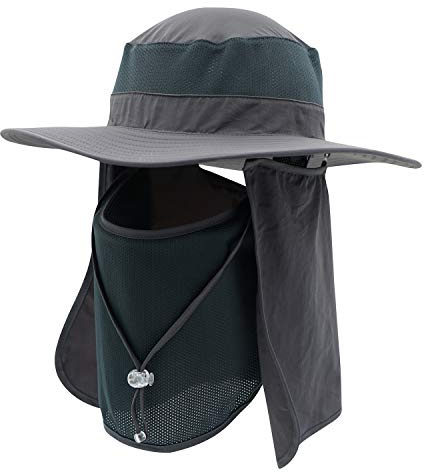 Decentron Men's Sun Hat Mesh Bucket Hat Detachable Neck Face Flap Hat Boonie Hat