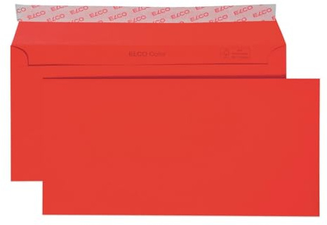 Elco 18833.92 Color Box mit Deckel und 250 Briefumschläge/Versandtasche, Haftklebeverschluss, C5/6 DL, 100g, intensiv-rot, Fenster: nein