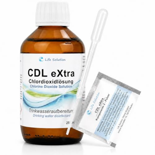 CDL eXtra - 250 ml Chlordioxid Lösung 0,3% - extra Lange Haltbarkeit (ca. 4 Jahre) - Trinkwasserdesinfektion - Wasseraufbereitung