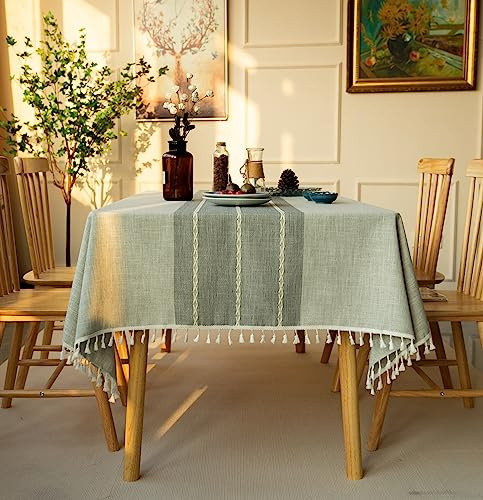 JaeMoose Tischdecke Abwaschbar Leinen Baumwolle Tischtuch Rechteckig Tisch Decke Waschbare Tafeldecke für Home Küche Speisetisch Tisch Decken Deko Party (Gray, 140x220 cm)