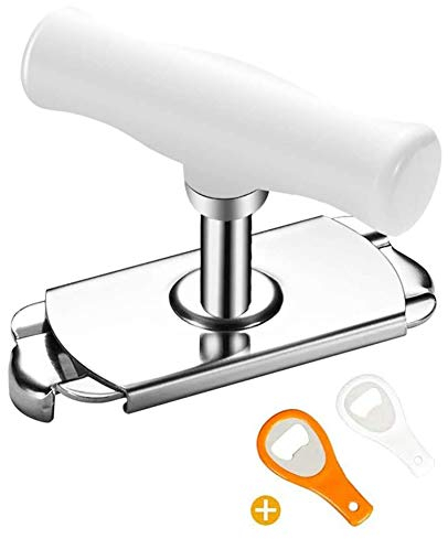 cersaty Abridor de Tarros, Acero Inoxidable Abridor de latas con 2 piezas Abridor de Botellas para Mujeres, Mayores, Familia, Picnic, Tienda, Bares Jar Opener