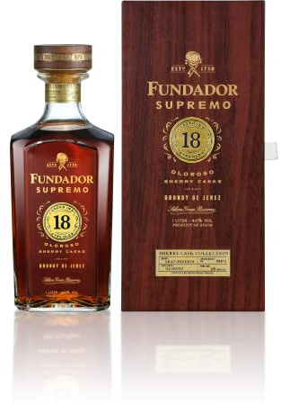 Fundador Supremo 18 - Brandy de Jerez Solera Gran Reserva Bebida Espirituosa 40% Volumen de Alcohol - 1L