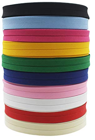 Schrägband aus 100% Polyester, 12 mm, Schrägband, einfarbig, zum Nähen und Trimmen von Kleidung