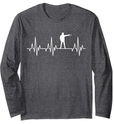 Sportschützen Pistole Schießsport Herzschlag EKG Sportler Langarmshirt