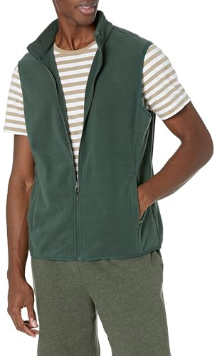 Amazon Essentials Chaleco de Forro Polar con Cremallera Completa (Disponible en Tallas Grandes y Largos Especiales) Hombre, Verde Bosque, L