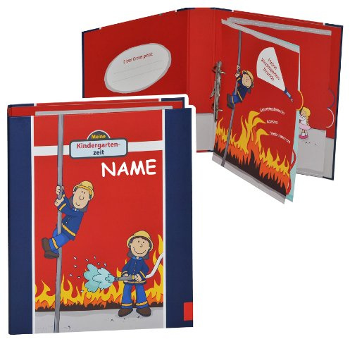 Ringbuch/Sammelordner Meine Kindergartenzeit incl. Namen - Album - Kindergarten/Dokumente A4 - Feuerwehr/Feuerwehrmann Frido Freunde - Ordner als Fo..