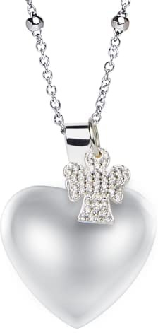 MAMIJUX Llamador de ángeles de corazón con colgante, con cadena de acero de 110 cm de largo, TU, Cobre, No aplicable