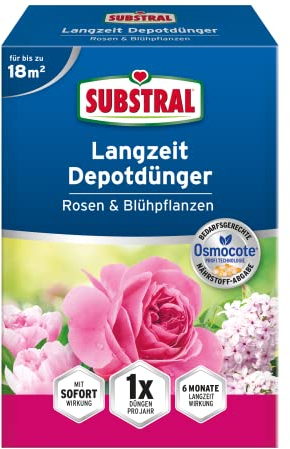 Substral Langzeit Depotdünger für Rosen & Blühpflanzen, 750g - Blühsträucher und Stauden, 6 Monate Langzeitwirkung