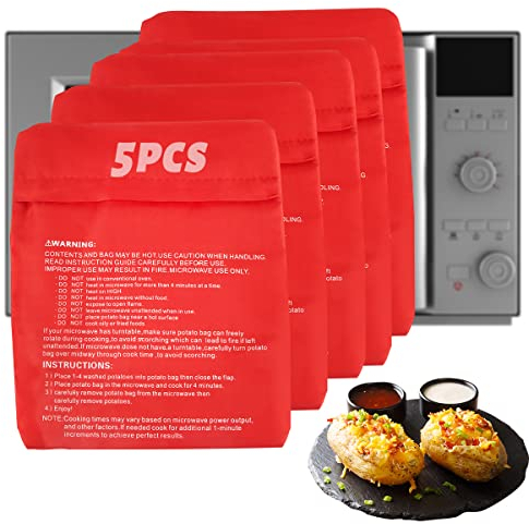 Kartoffelsack Mikrowelle, RosyFate 5 Stück Mikrowelle Kartoffelbeutel, Kartoffeltasche für Mikrowelle, Potato Express Sack, Mikrowellen Kartoffeln, Mikrowelle Kartoffelbraten