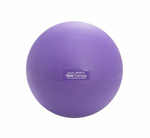 GYMNIC Multi Training Palla medica viola gonfiabile Ø 23 cm da 1 kg, ideale per allenamento funzionale, esercizi di forza, coordinazione e riabilitazione, riempibile d’acqua fino a 5 kg