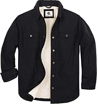 Coevals Club Herren Flanell Jacke Hemd Sherpa Holzfällerhemd Flanellhemd Langarm Kariertes Druckknöpfe Baumwolle Winter Hemd