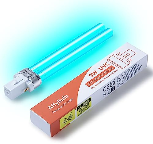 AffyBulb 9 W G23 Pls Lampadina UV di Ricambio, per Macchina o chiarificatori per filtri UVC per laghetto
