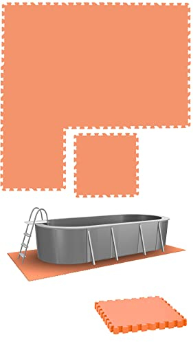 EYEPOWER 8 Tappetini Grandi: 1,9m² Base per Piscine Fuori Terra - 50 x 50 cm Tappeto Puzzle Piscina - Piano per Piscina Fuori Terra - Pavimento per sotto Piscina - Pool Piastrelle Piscina Esterno