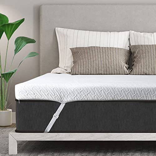 VALUXE 4 Inch Gel Memory Foam Mattress Topper Queen Size High Density Cooling Pad Pressure Relief Bed Topper (with Removable & Washable Bamboo Cover)