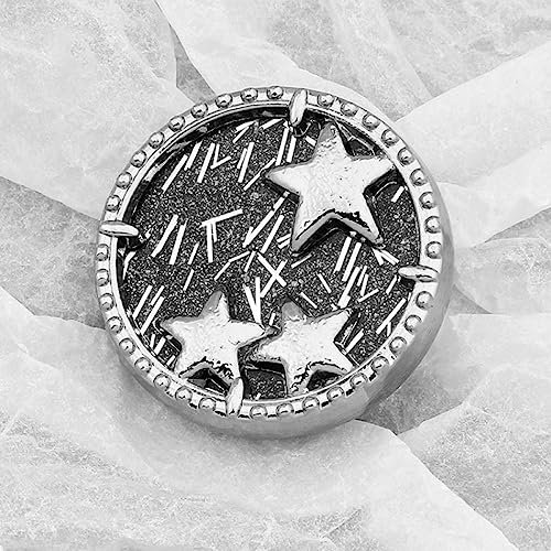 LIBERGA 10 Stück Runde Metall Knöpfe Mit Schaft, Sterne, Dekorativer Nähknopf Für Kleidung, Strickjacken, Mäntel, Bastelprojekte, Silber, 23mm
