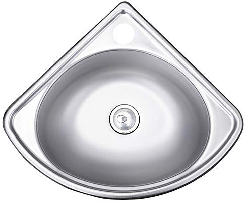Kleines Badezimmer-Eckwaschbecken, dreieckig, zur Wandmontage, Eckwaschbecken, Waschbecken aus gebürstetem Edelstahl, Mini-Waschbecken for moderne Toilette, Garderobe, Toilette, 17,32 Zoll/2719 (Size