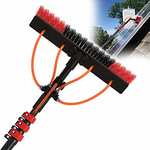 FUYAO Adjustable Water Fed Pole Kit - 180° Rotatable Brush Head | Window Cleaning Equipment for Outdoor, Glass, Solar Panels | Telescopic Cleaning Brush | Spray Washer | Window Washing Equipment