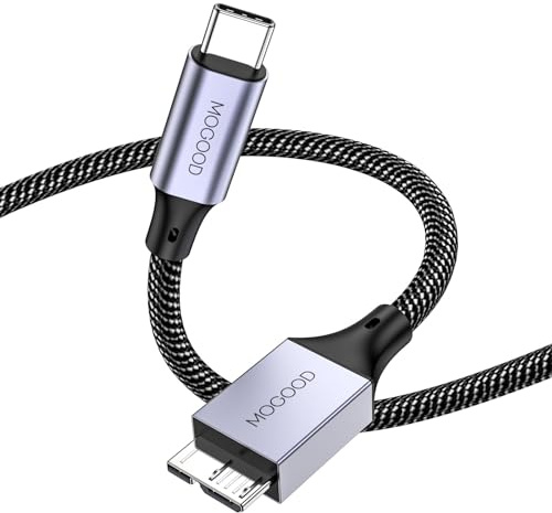 MOGOOD USB C auf Micro USB Kabel 1m 5Gbps Typ C zu Micro B Festplatte | USB-C auf Micro-B 3.0, 5 Gbps Datenübertragung. Kompatibel mit Seagate, WD, Toshiba, externer Festplatte, Kamera. Nylonkabel