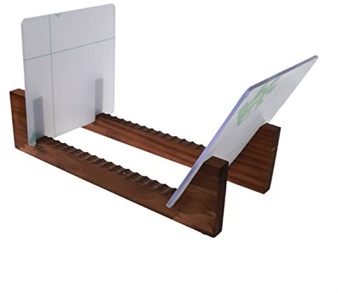 GLigeT CD Halter 50PA Holz-Schallplattenhalter, stapelbar for bis zu 20 Alben, Holzständer mit transparenten Acrylenden, Moderne, tragbare Plattenständer for den Schreibtisch DVD Halter