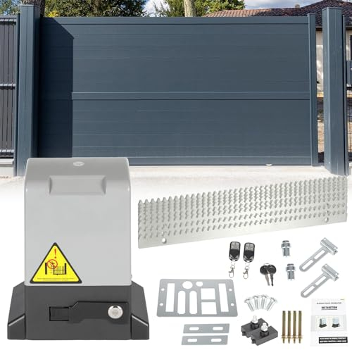Jopassy Accionamiento para puerta corredera de 750 W, accionamiento de puerta de garaje hasta 1600 kg, juego de accionamiento para puerta corredera con mandos a distancia y función de cierre