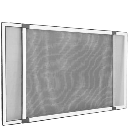 Insektenschutz Schiebefenster Alu Teleskop Fliegengitter für Fenster & Türen mit Rollladen, 100% vormontiert, zum Klemmen ohne Bohren - 50 x 75-142 cm, weiß