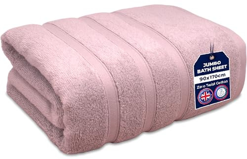 Towelogy Jumbo Bath Sheet 90x170cm 100% Egyptian Cotton Zero Twist Fast Drying Hotel Quality XL Bath Towels | Oeko-Tex Certified (1, Blush Pink)