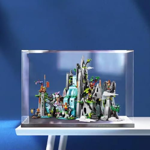 FEIFANBOYANG Acrylic display box for Lego 80024 Legend of The Mountain of Flowers and Fruits model, dustproof transparent collector's display box. (Display box only) (Black base)
