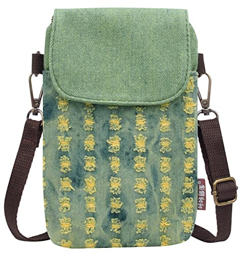 ModaZeal Canvas Crossbody Phone Bags for Women Ladies Compact Handbag Portable Versatile Small Shoulder Bag with Detachable Shoulder Strap & Wrist Strap Crossbody Purse for Phone
