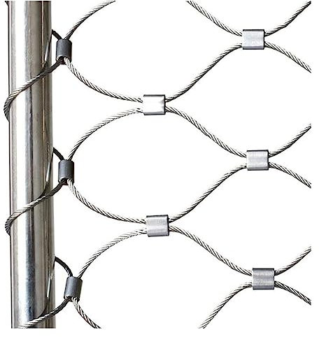 VXHCS 304 Edelstahl-Seilnetz, 8cm/1,5mm Sicherheitsnetz für Balkon, Absturzsicherungsnetz In Großer Höhe, Pflanzenkletternetz Maschendrahtzaun (0.6x4m)