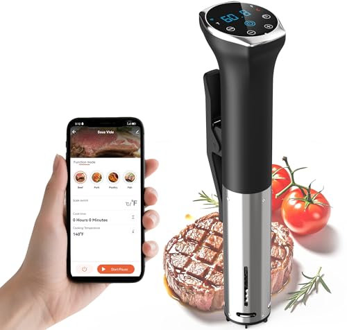 Karinear Sous Vide Garer Stick | Control mediante aplicación | WIF (2,4 G) | 1400 W Sous-Vide Stick | 10-90 °C, temporizador de 1-99 min | Circulación de 360° | Suvide Garer stick