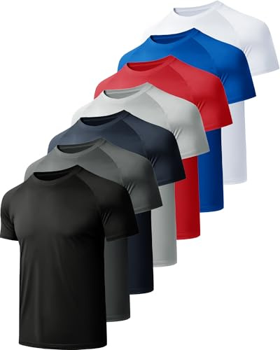 miijoory Lot de 3/5/7 T-Shirt Homme Tee Shirt Sport Homme à Manches Courtes Gym Running Fitness Séchage Rapide Respirant Baselayer Haut