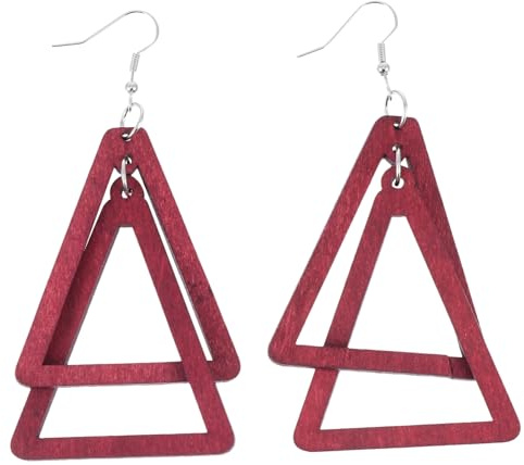BESPORTBLE Modische Damen Holz-ohrringe Leichte Bunte Dreieck Tropfen Ohrschmuck Stilvolle Geometrische Hängende Ohraccessoires Für Alltag Und Besondere Anlässe