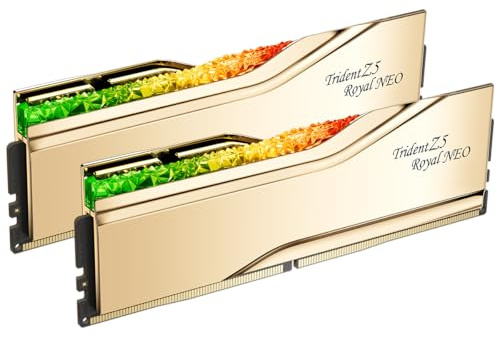 G.SKILL Trident Z5 Royal Neo Series DDR5 RAM (AMD Expo) 64 GB (2 x 32 GB) 6000MT/s CL26-36-36-96 1.45 V Memoria para computadora de escritorio U-DIMM - Oro (F5-6000J2636H32GX2-TR5NG)