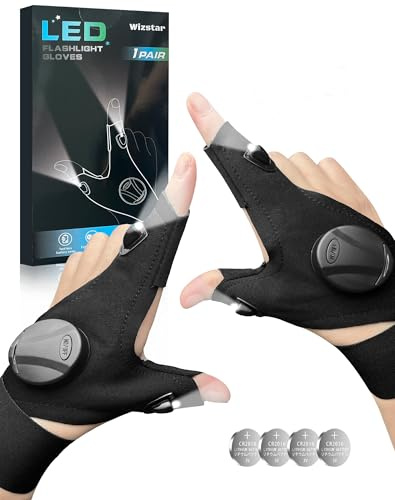 LED Flashlight Gloves with Toggle Switch, Gifts for Men Boyfriend Husband | Christmas Birthday Father Dad Gift for Him, Stocking Stuffer Cool Gadgets Finger Lights for Camping Fishing Repairing