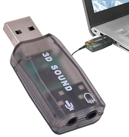 Adaptador de Audio USB-External 5.1 Tarjeta de Sonido para computadoras | Tarjeta de Sonido USB, Adaptador de Sonido estéreo Externo 2 en 1 | Audio de Doble Interfaz Adaptador para Auriculares