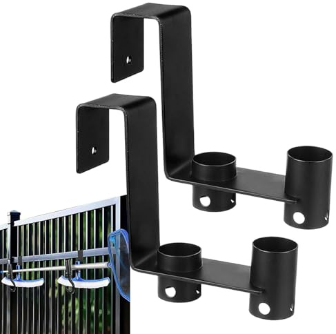 Fenytay Ganchos Para Pértigas De Piscina - 2 Piezas Gancho Metálico Ajustable Para Bordillo | Accesorio De Exterior Para Playa, Muro, Terraza, Deportes, Natación Y Jardín