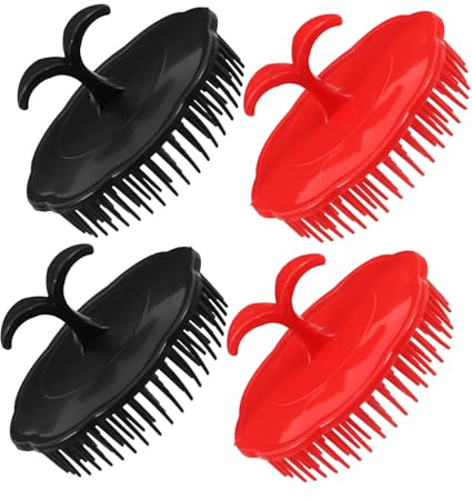 Gatuida 4 Stück Kopfhautmassagegerät Rund Haarwaschbürste aus Robustem Kunststoff Sanfte Kunststoffborsten Ergonomisch für Shampoo Kopfhautpeeling Reise Geeignet